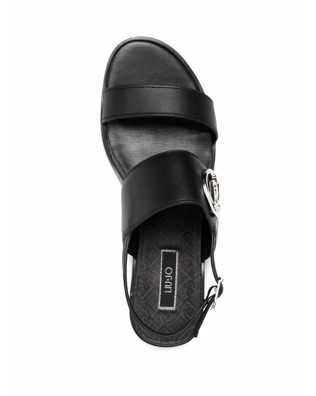 Liu Jo Black Erin Logo-Plaque Slingback Sandals
