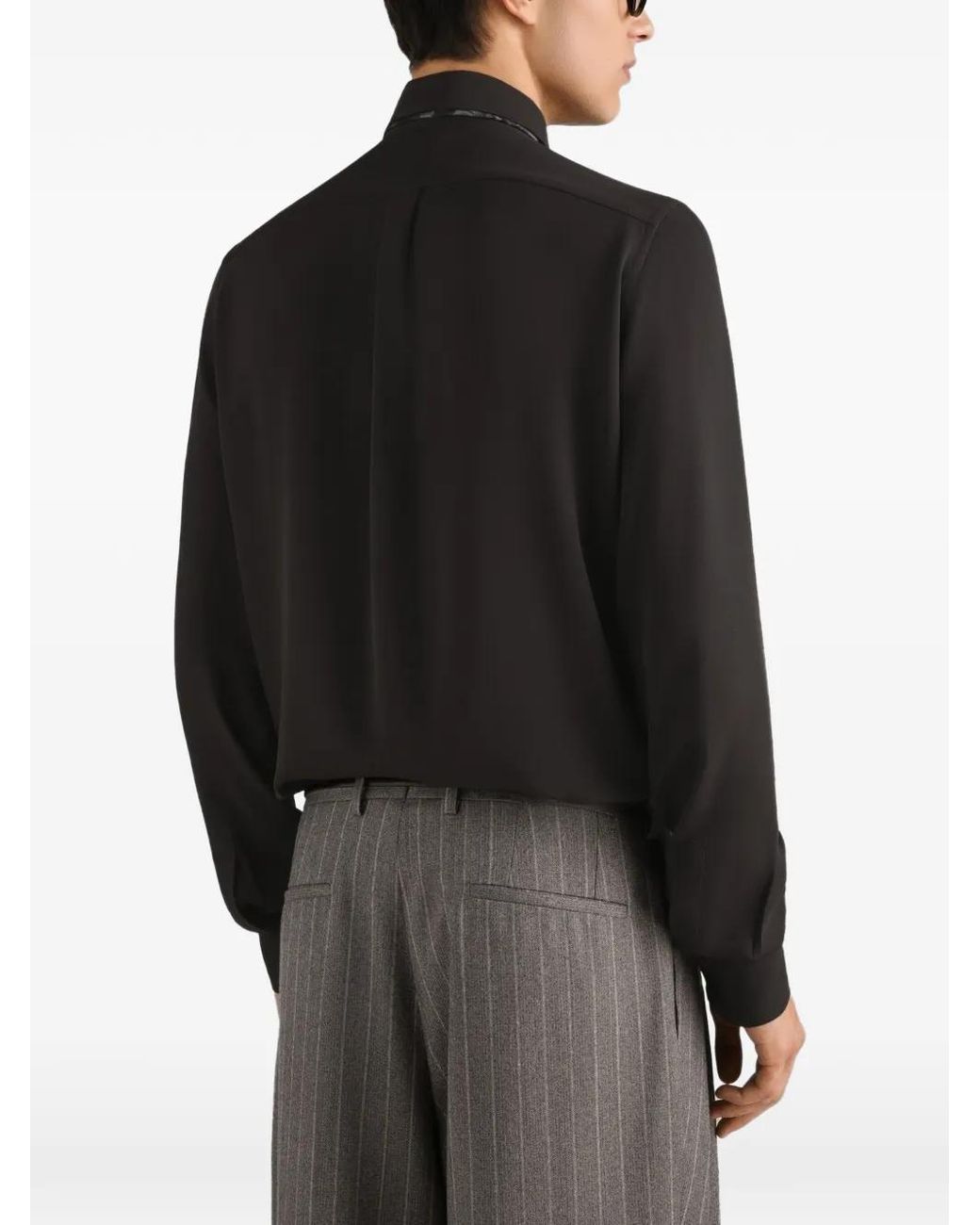 Dolce & Gabbana Black Crêpe-De-Chine Shirt for men