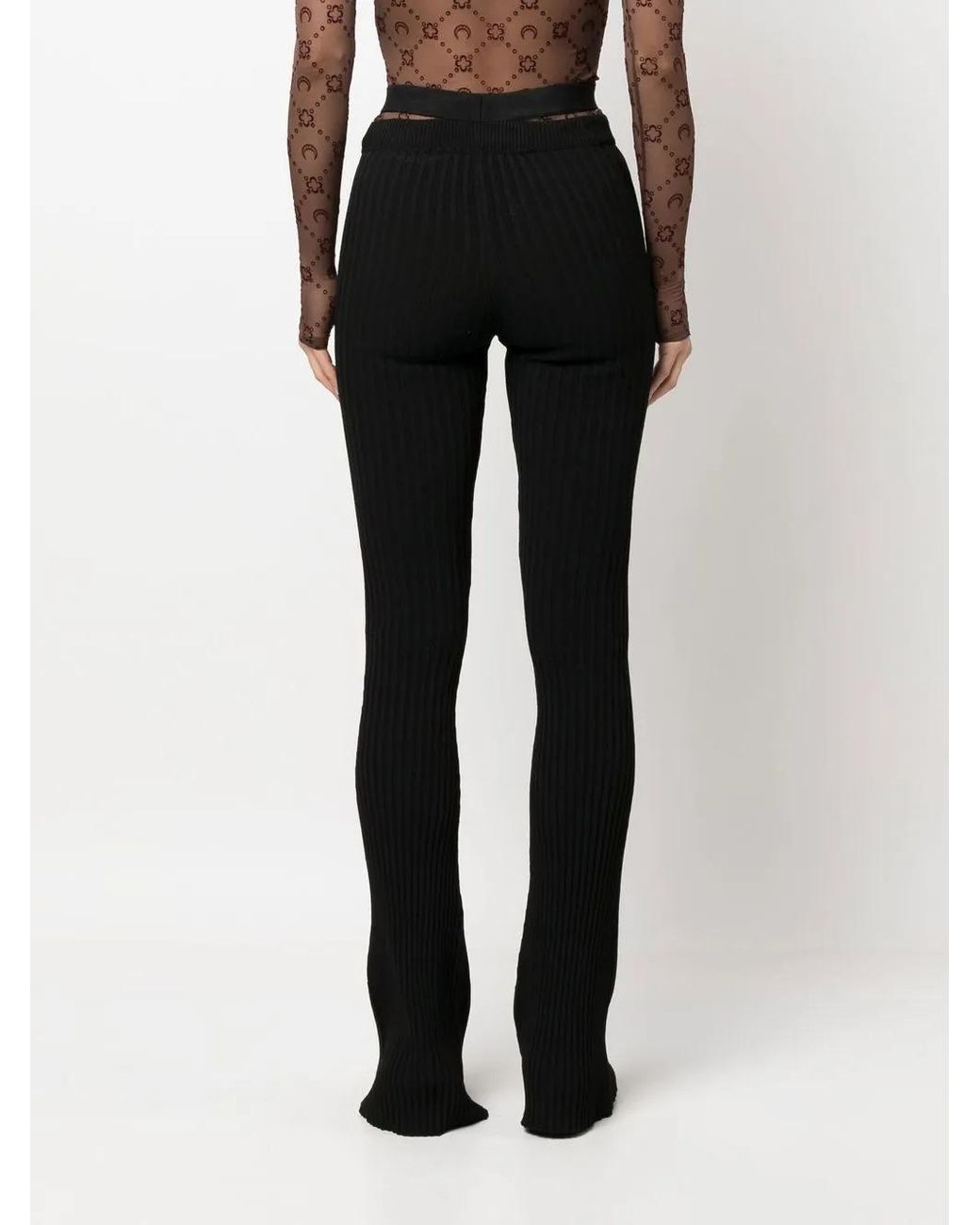 ANDREADAMO Black Cut-Out Ribbed-Knit Trousers