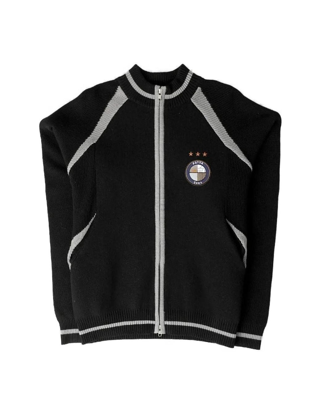 PATTA Black Cardigan Zippé À Logo En Jacquard