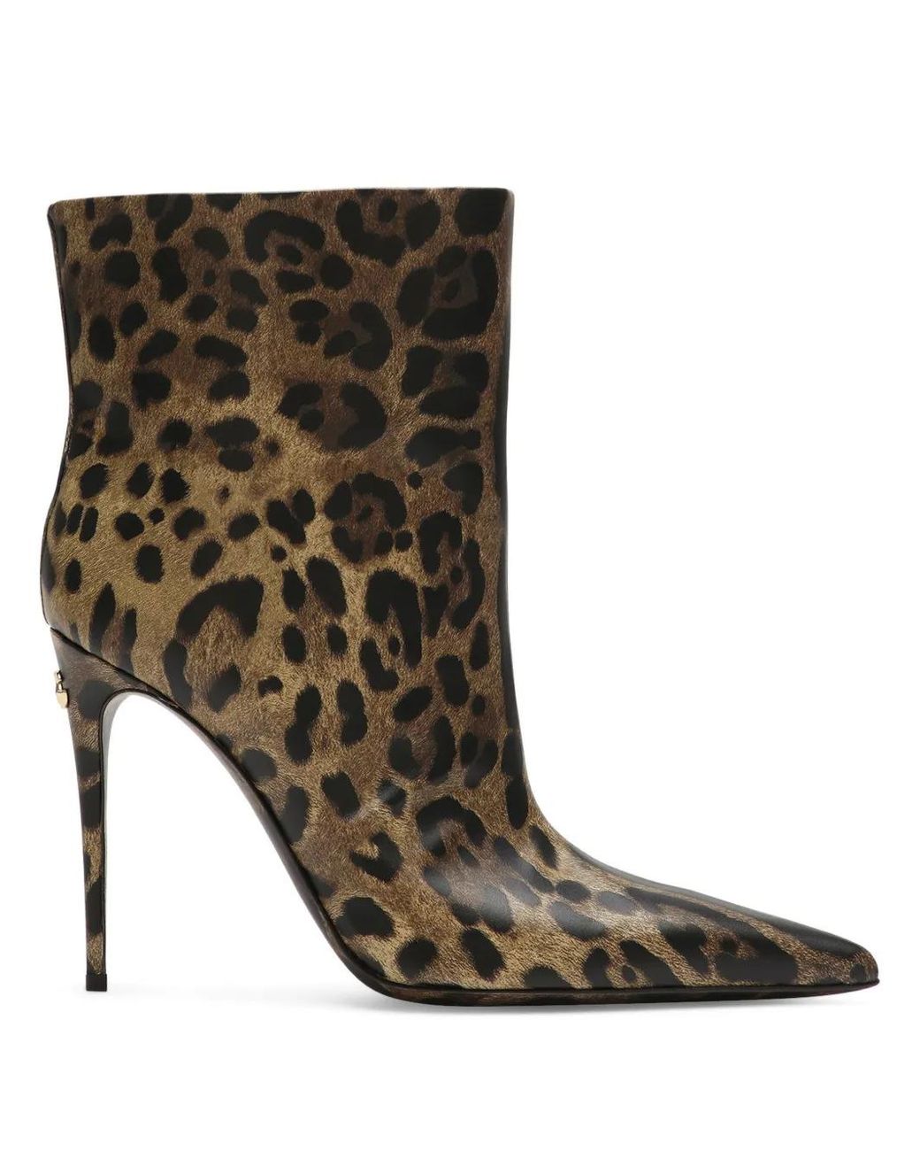 Dolce & Gabbana Brown Glossy Leather Ankle Boots