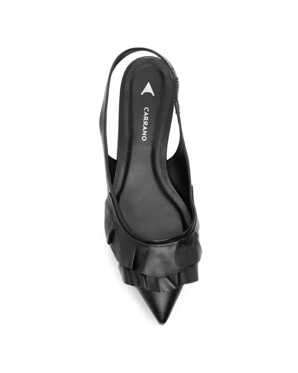 Carrano White Ruffled Pointed-Toe Flat Pumps