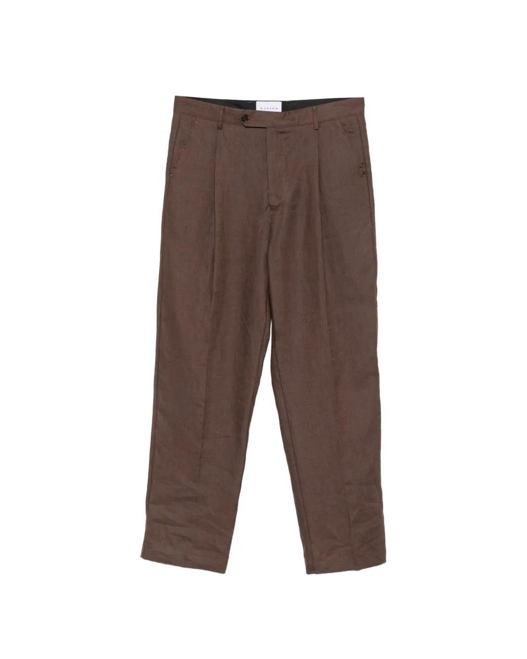 MARSĒM Brown Pleated-Front Tailored Trousers for men