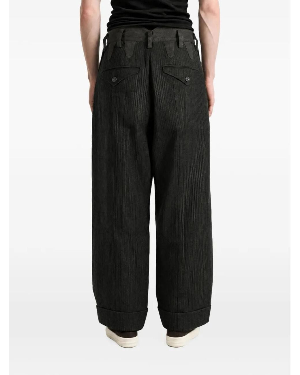 Ziggy Chen Gray Pinstriped Panelled Trousers for men