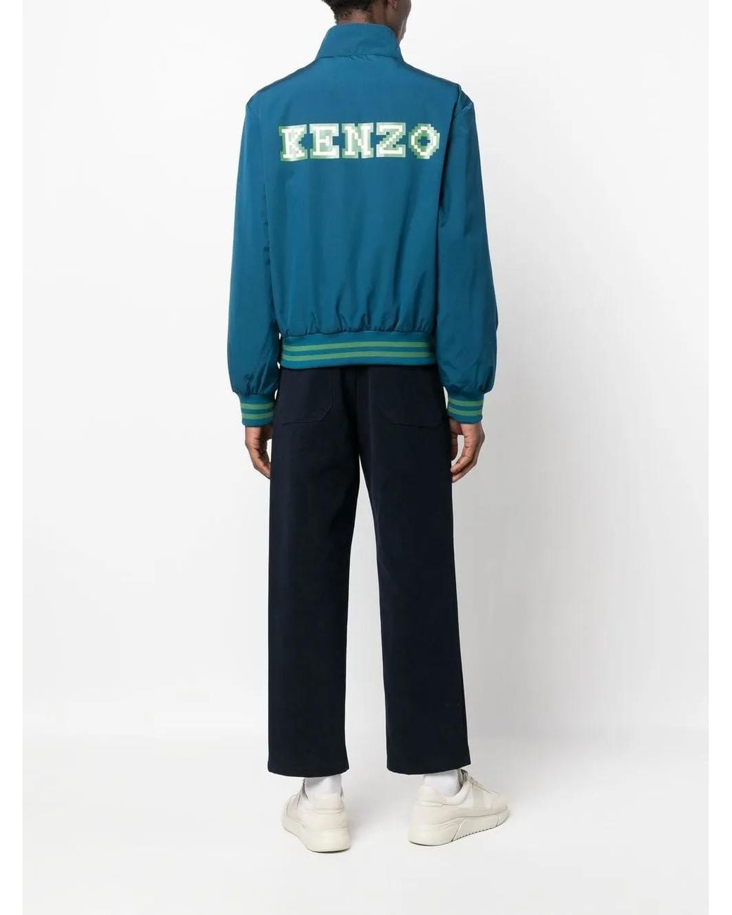 KENZO Blue Graphic Logo-Print Track Jacket for men