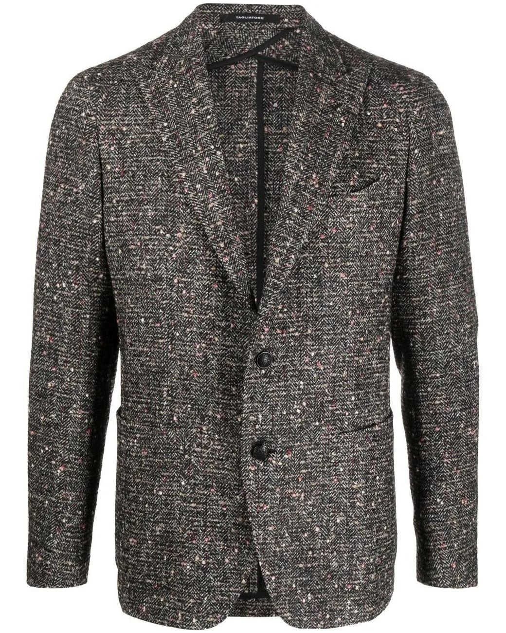Tagliatore Gray Speckle-Knit Wool-Blend Blazer for men