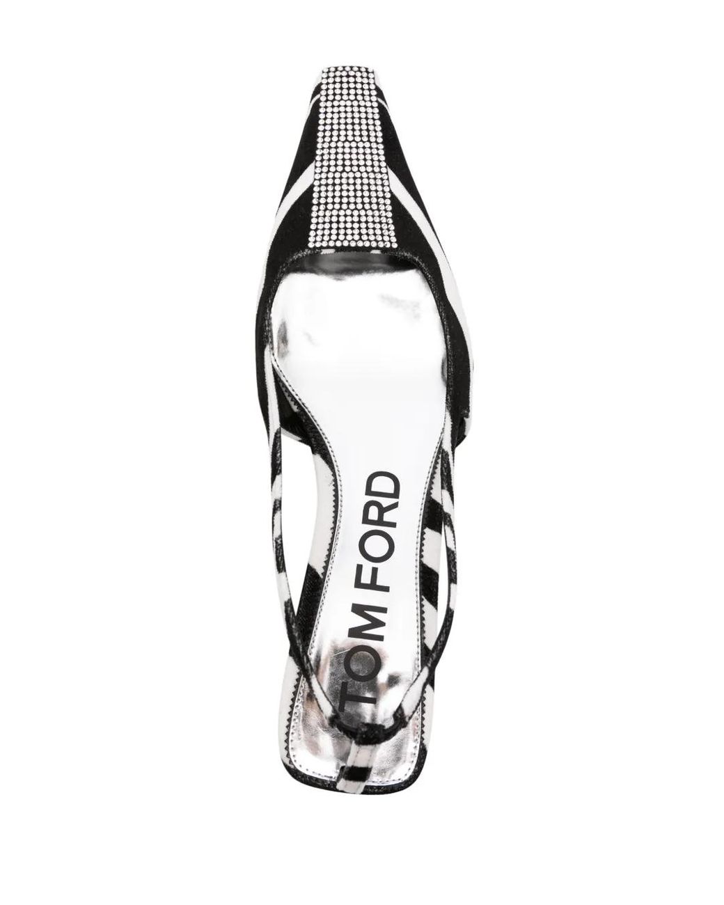 Tom Ford White 70mm Zebra-print Slingback Pumps