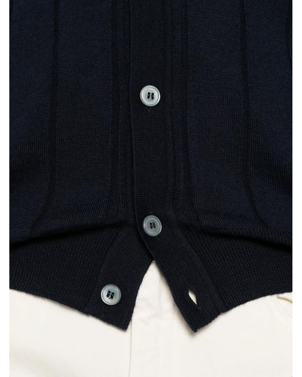 Gran Sasso Blue Ribbed-Knit Cardigan for men