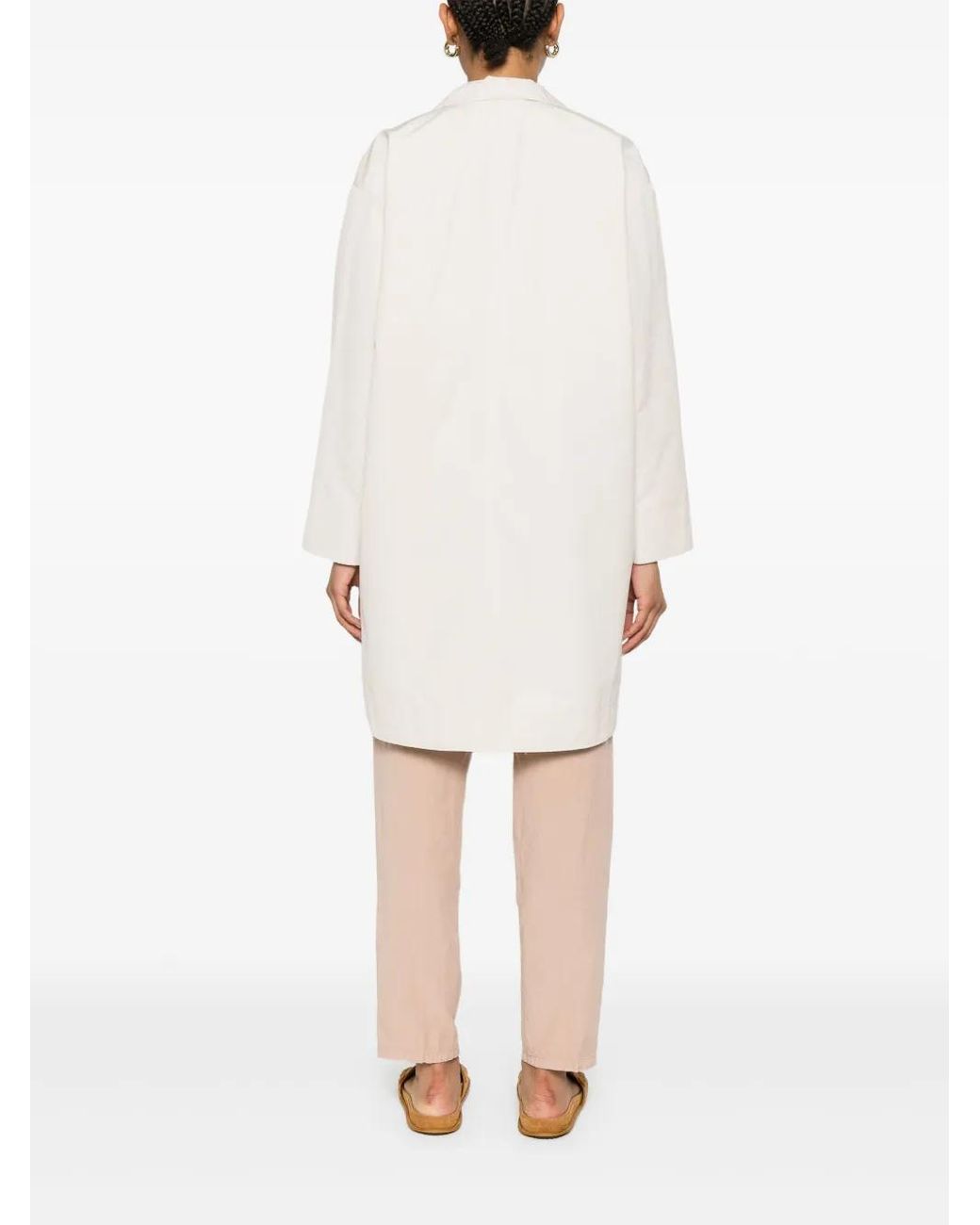 Aspesi White Kaiah Notched-Lapel Button-Up Coat