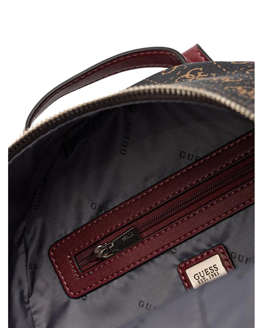 Guess Gray Monogram Zip Backpack