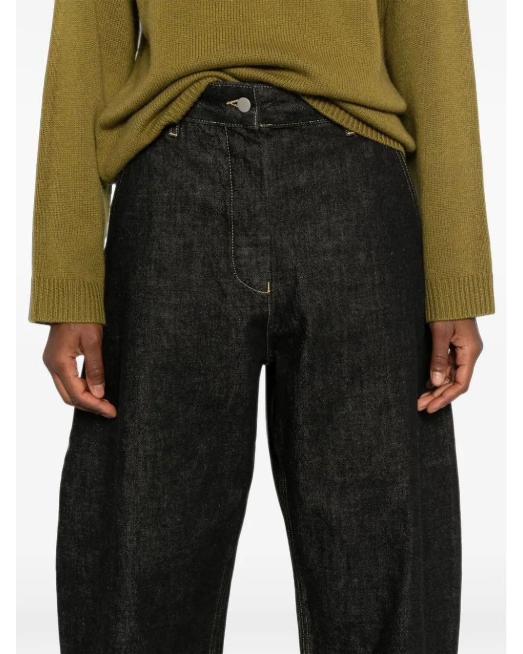 Studio Nicholson Black Chalco Cropped Wide-Leg Jeans