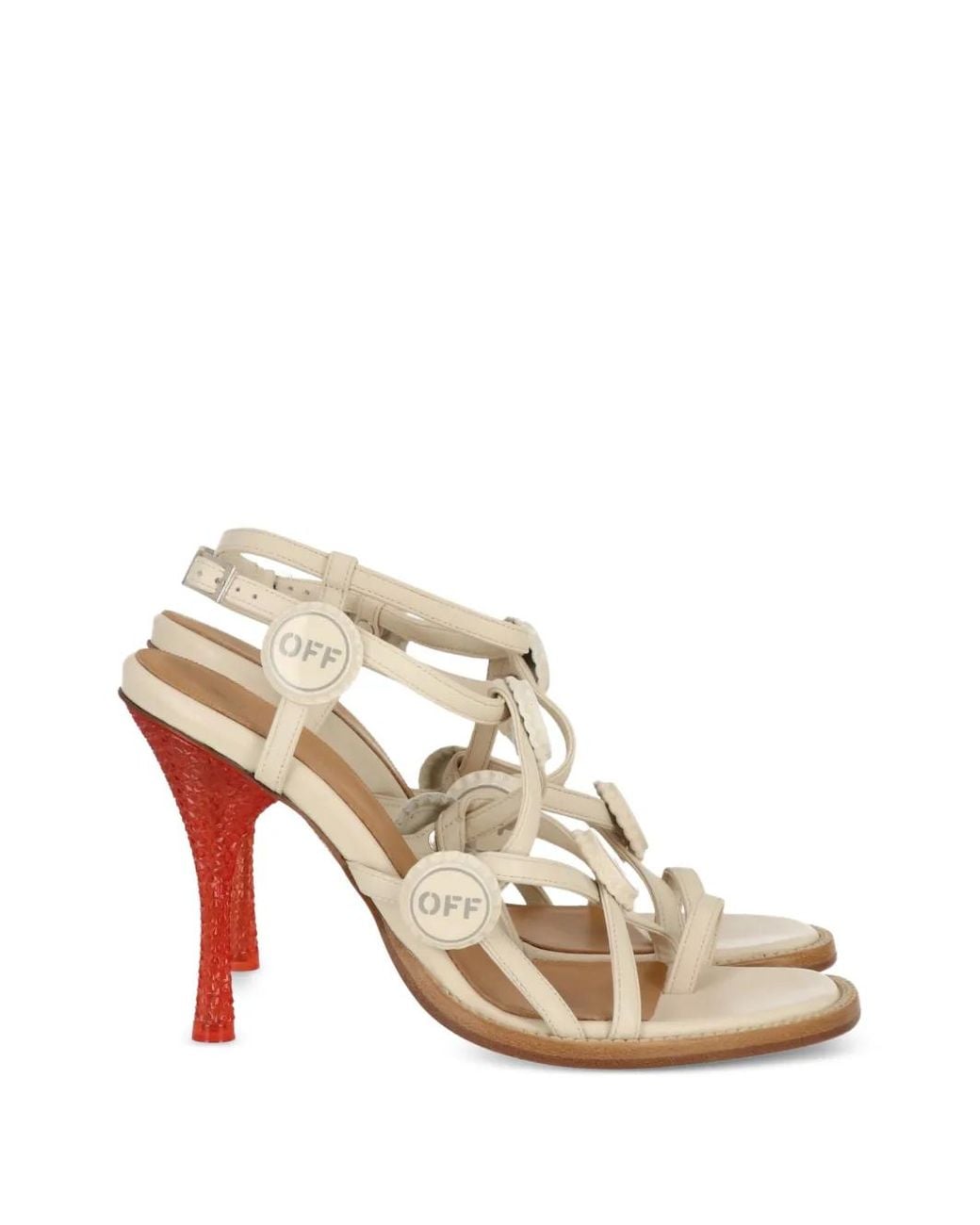 Off-White c/o Virgil Abloh White Sandales À Talon Et Plaque Logo