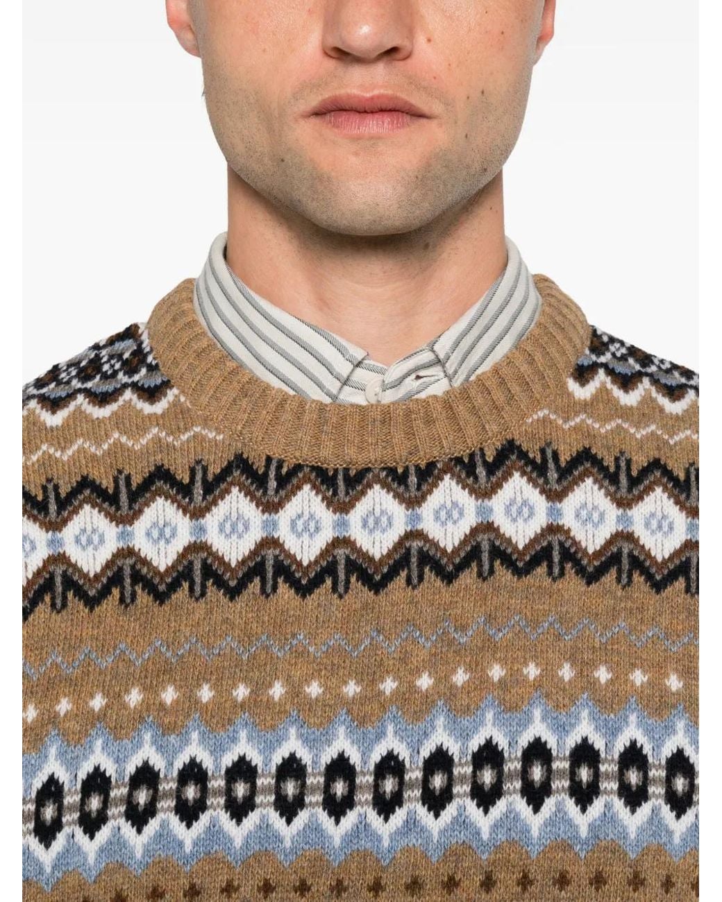 Barbour Brown Fair-Isle Sweater for men