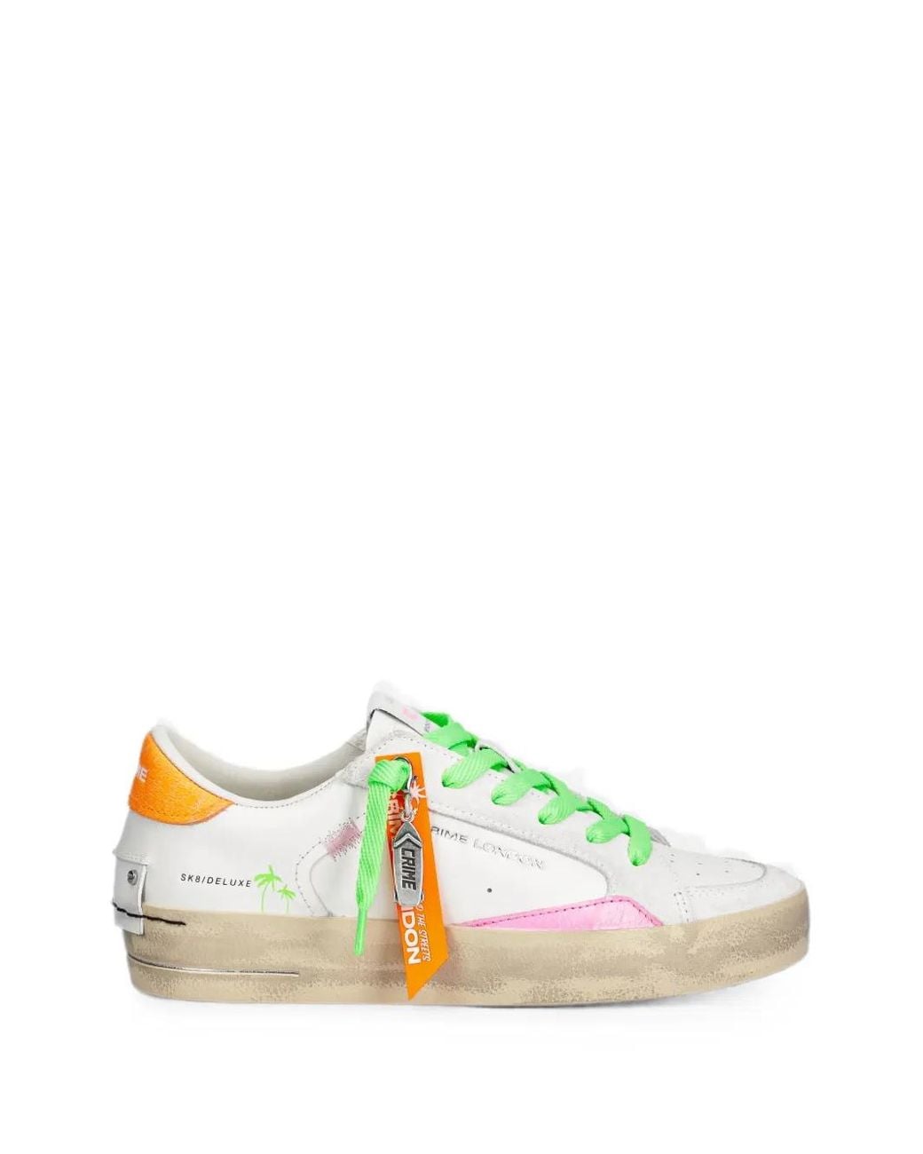 Crime London White Sk8 Deluxe Leather Sneakers