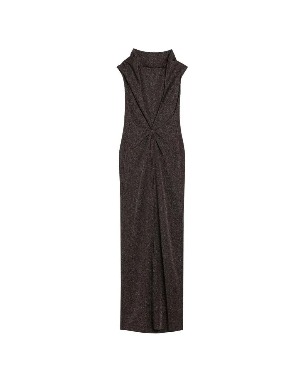 Max Mara Brown Draped Glitter-Effect Maxi Dress