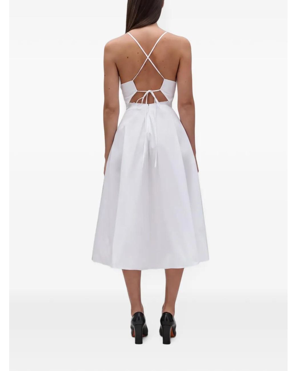 Aspesi White Gathered V-Neck Dress