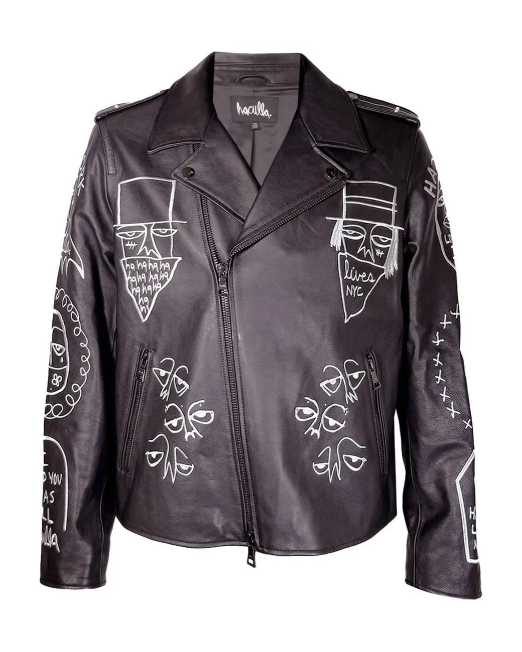 Haculla Black Nyc Tribe Moto Jacket Leather Jacket for men
