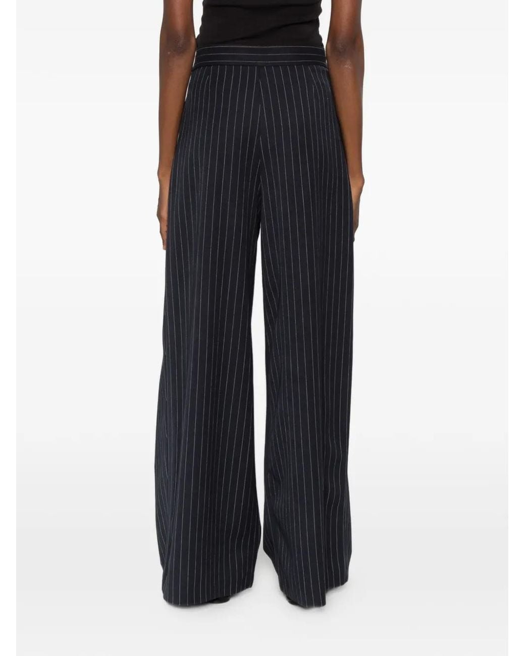 Carla G Blue Pinstripe-Pattern Tailored Trousers