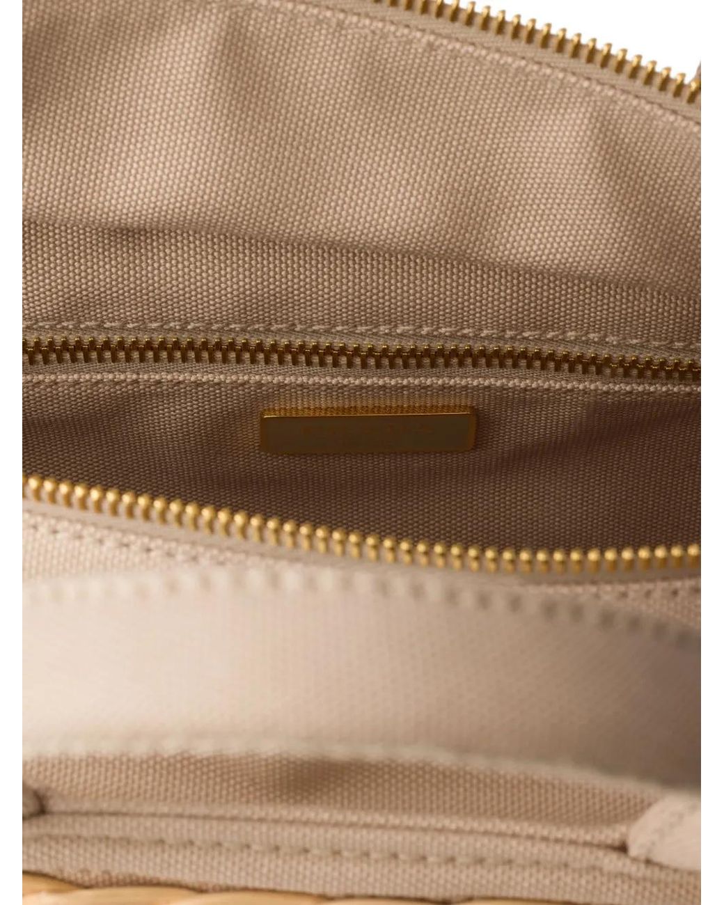 Prada Natural Medium Wicker And Canvas Tote Bag