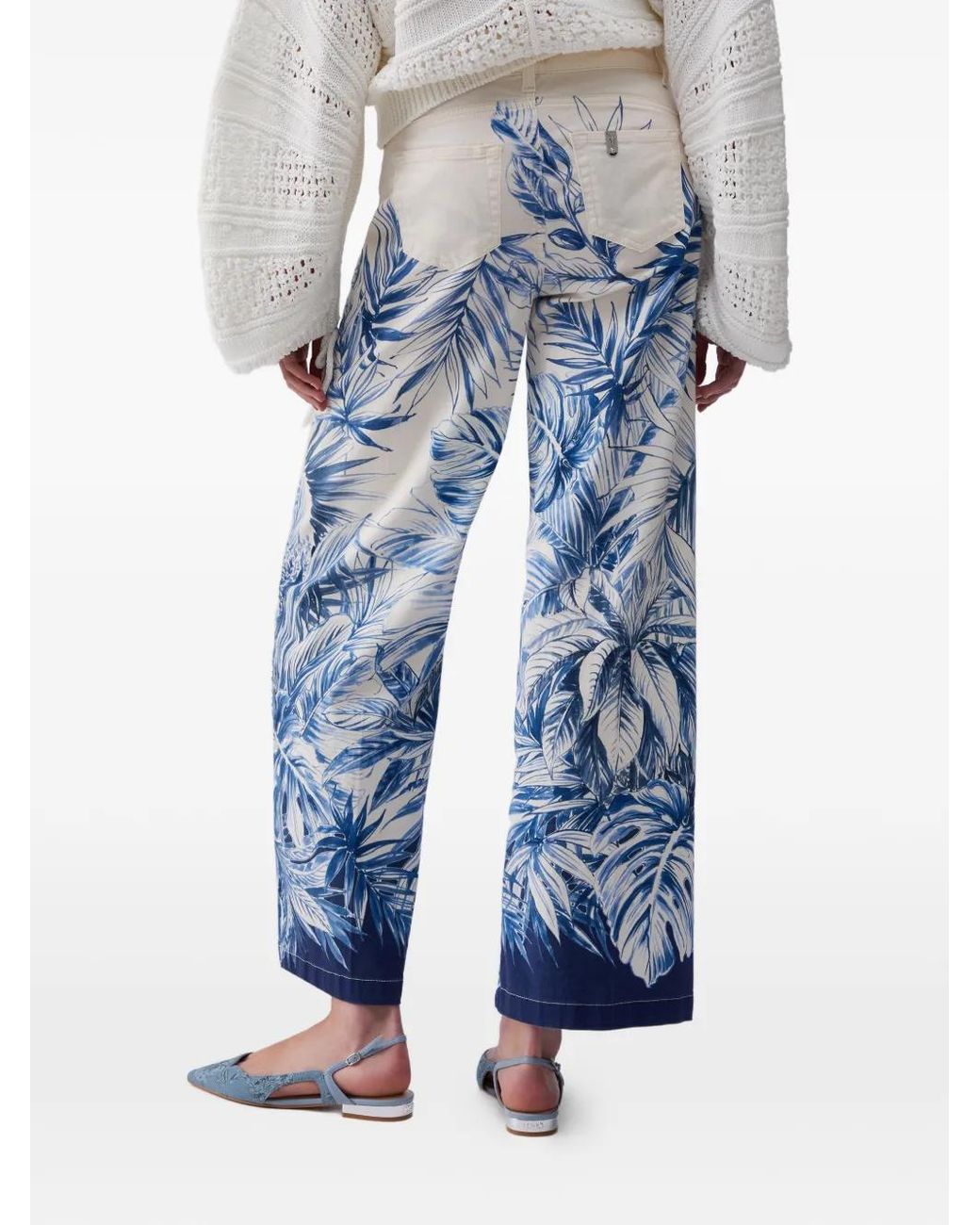 Liu Jo Blue Flared Printed Trousers