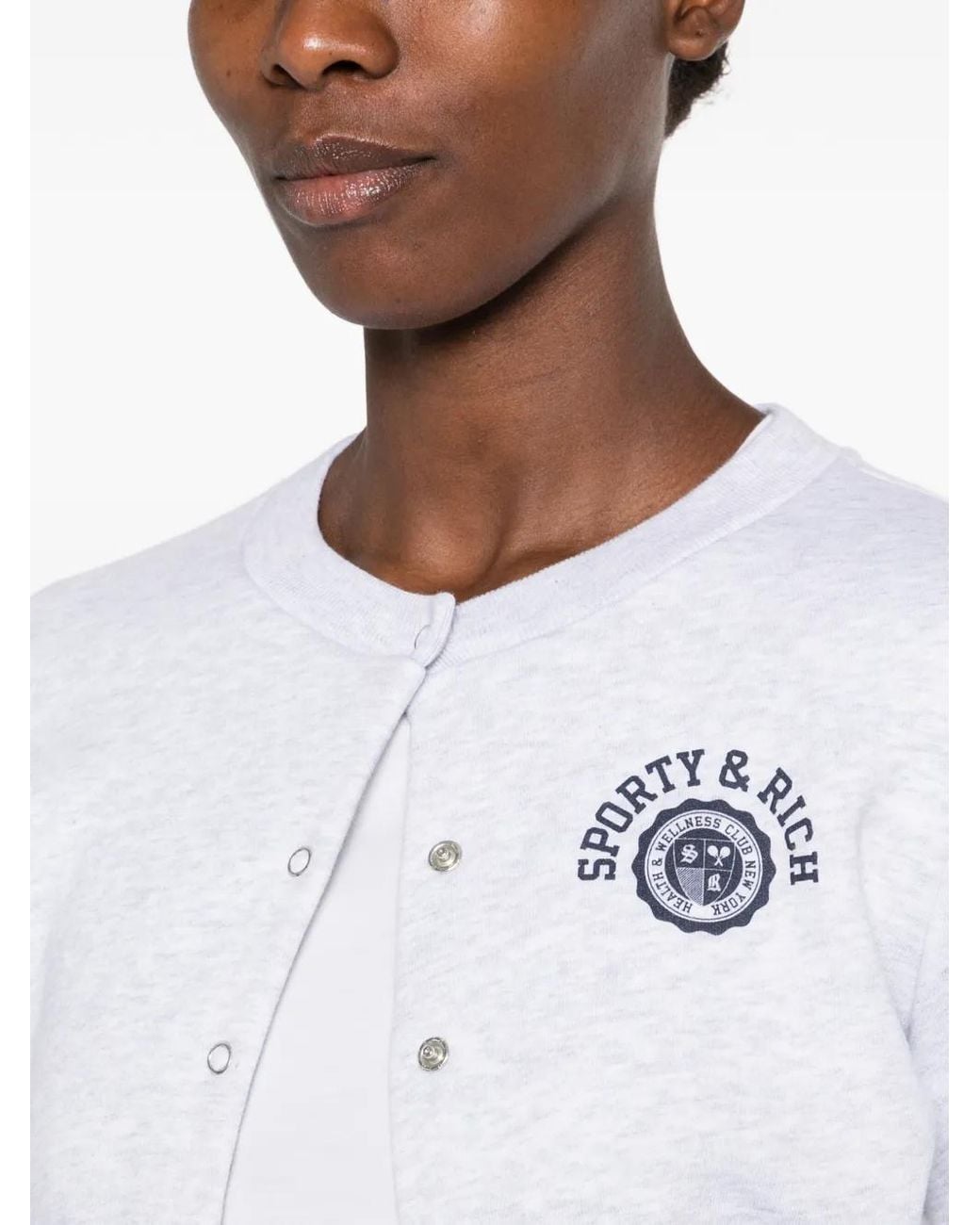 Sporty & Rich White Logo-Print Cropped Sweatshirt