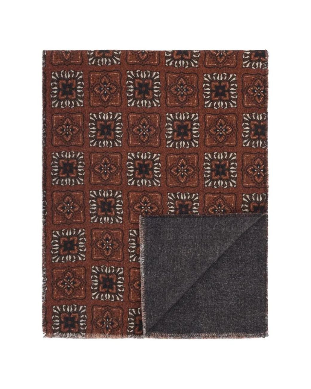 Boggi Brown Scarf With Floral Pattern Print for men