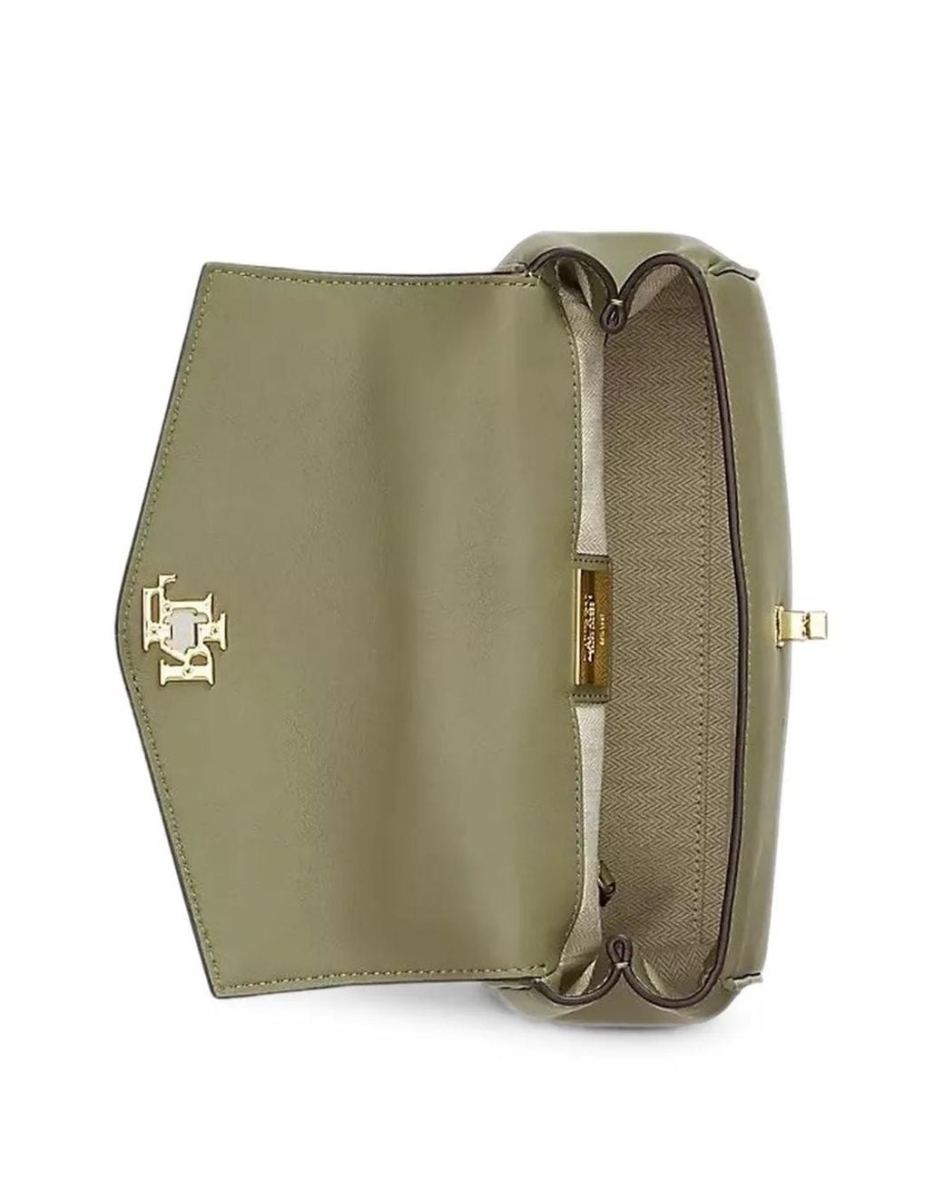 Ralph Lauren Green Farrah Logo-Plaque Leather Tote Bag