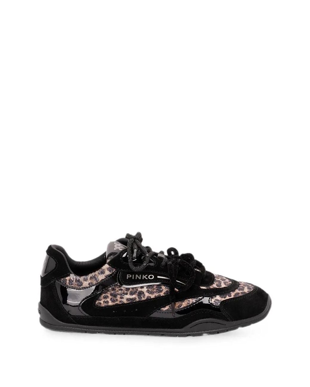 Pinko Black Yulia 01 Leopard-Print Panelled Sneakers