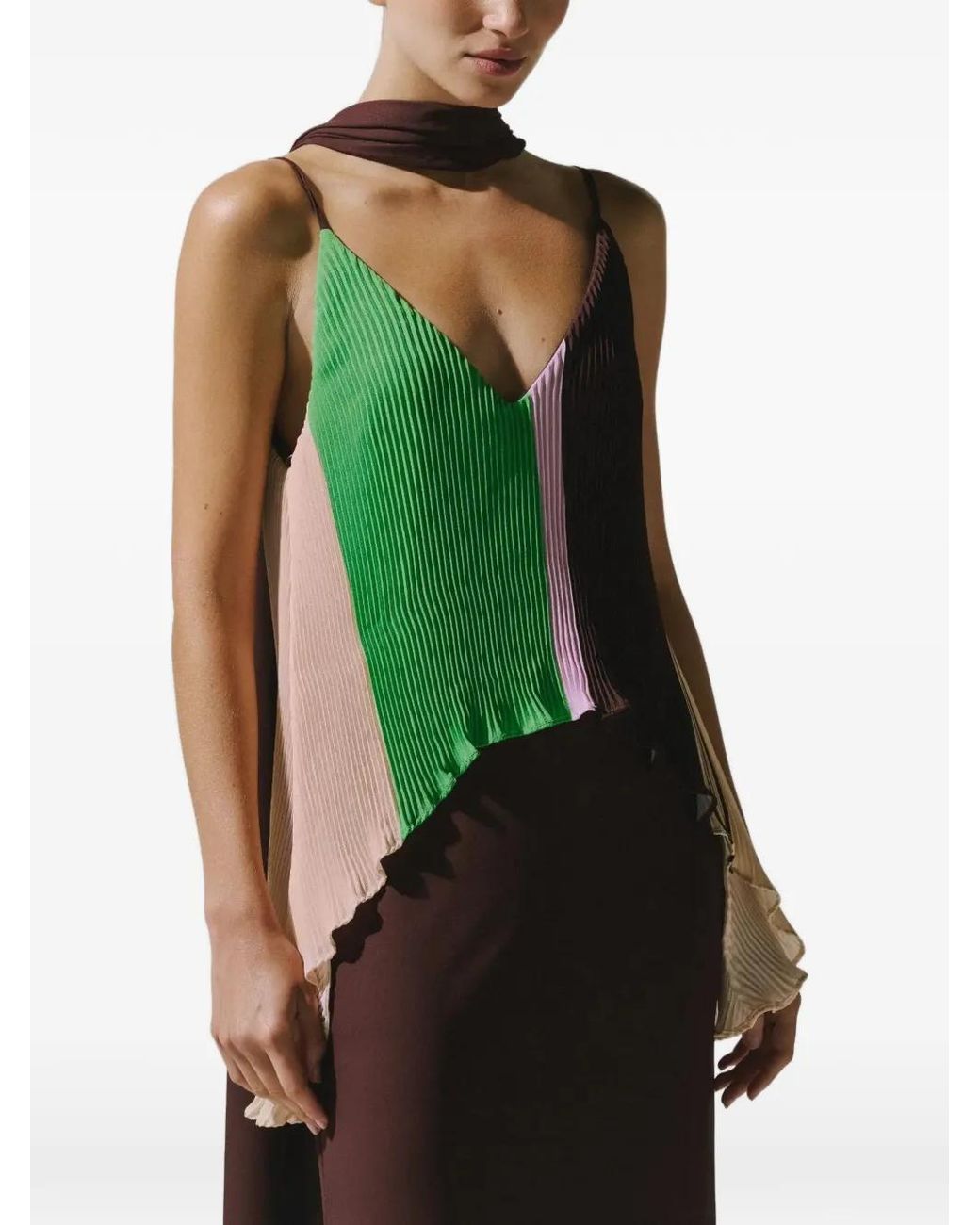 Baobab Brown Pleated Danielle Layered Maxi Dress