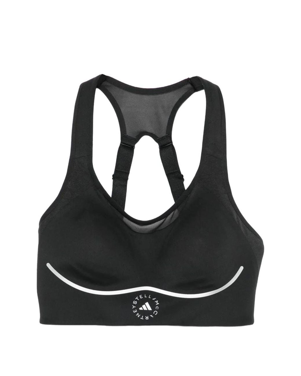 Adidas By Stella McCartney Black Mesh-Panel Sport Bra