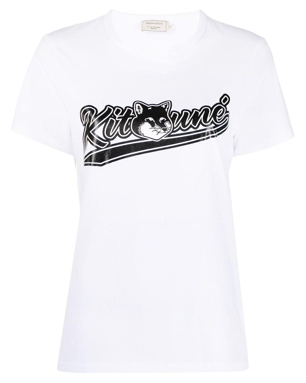 Maison Kitsuné Logo Print Cotton T-shirt in White - Lyst