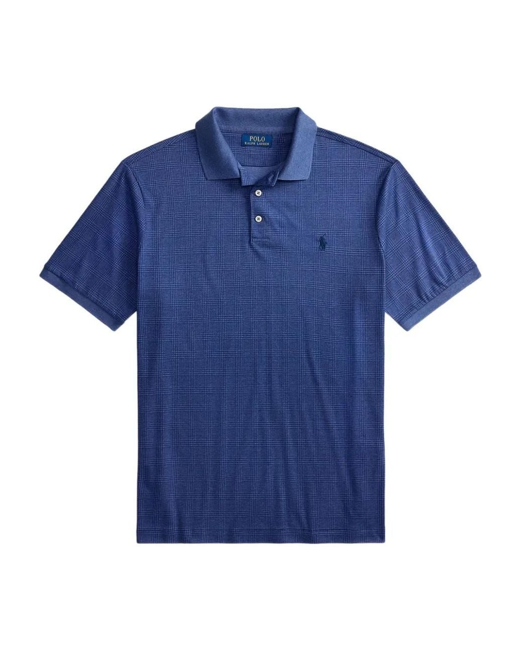 Polo Ralph Lauren Blue Short-Sleeve Check-Pattern Polo Shirt for men
