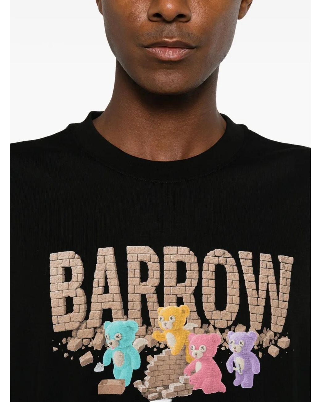 Barrow Black Graphic-Print Cotton T-Shirt