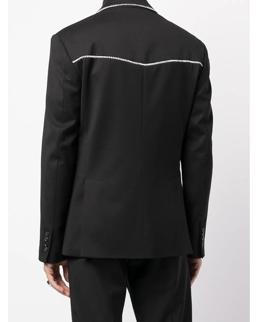 Amiri Black Crystal-Trim Single-Breasted Blazer for men