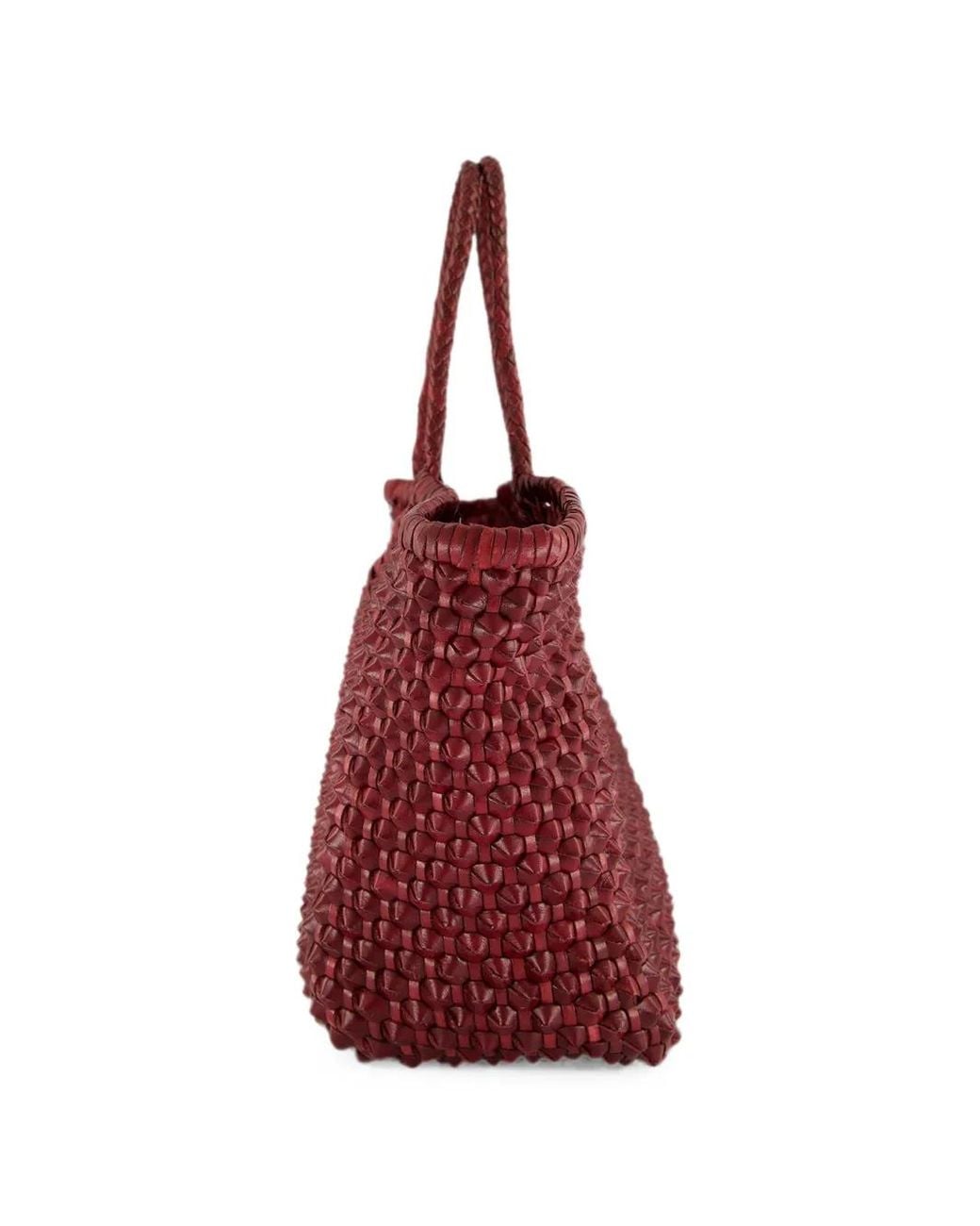 Dragon Diffusion Red Sac À Main Nantucket Cactus En Cuir À Design Tressé
