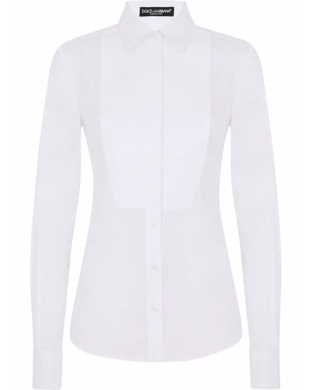 Dolce & Gabbana White Bib-Panel Long-Sleeve Shirt