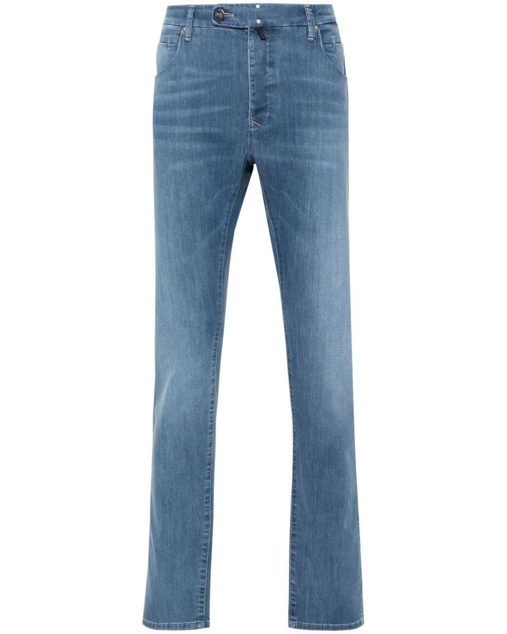 Incotex Blue Logo-Patch Tapered Jeans for men