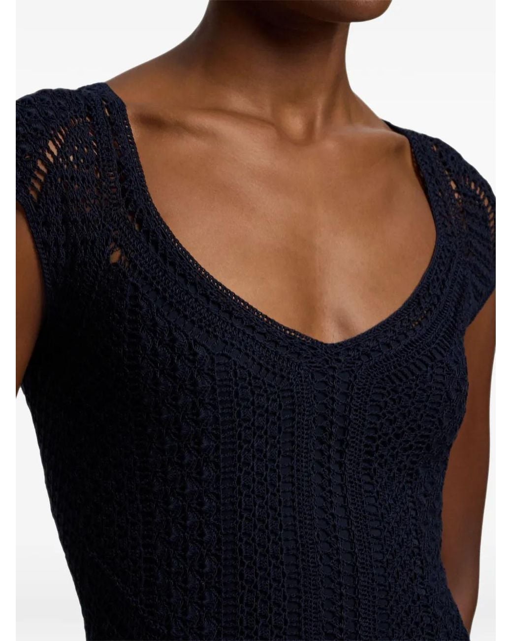 Ralph Lauren Blue Scoop-Neck Midi Dress