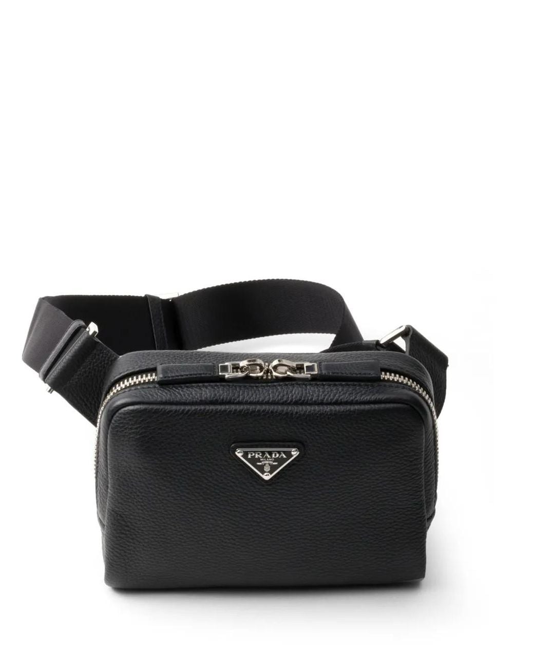 Prada Black Brique Leather Bag for men
