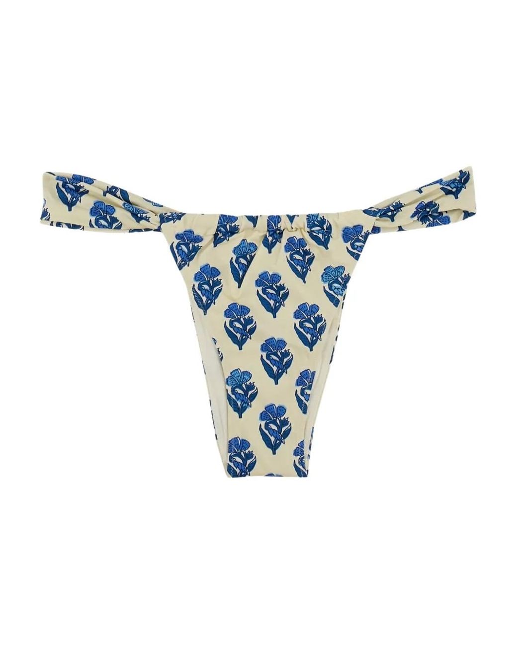 Mc2 Saint Barth Blue Noelle Floral-Print Bikini Bottoms