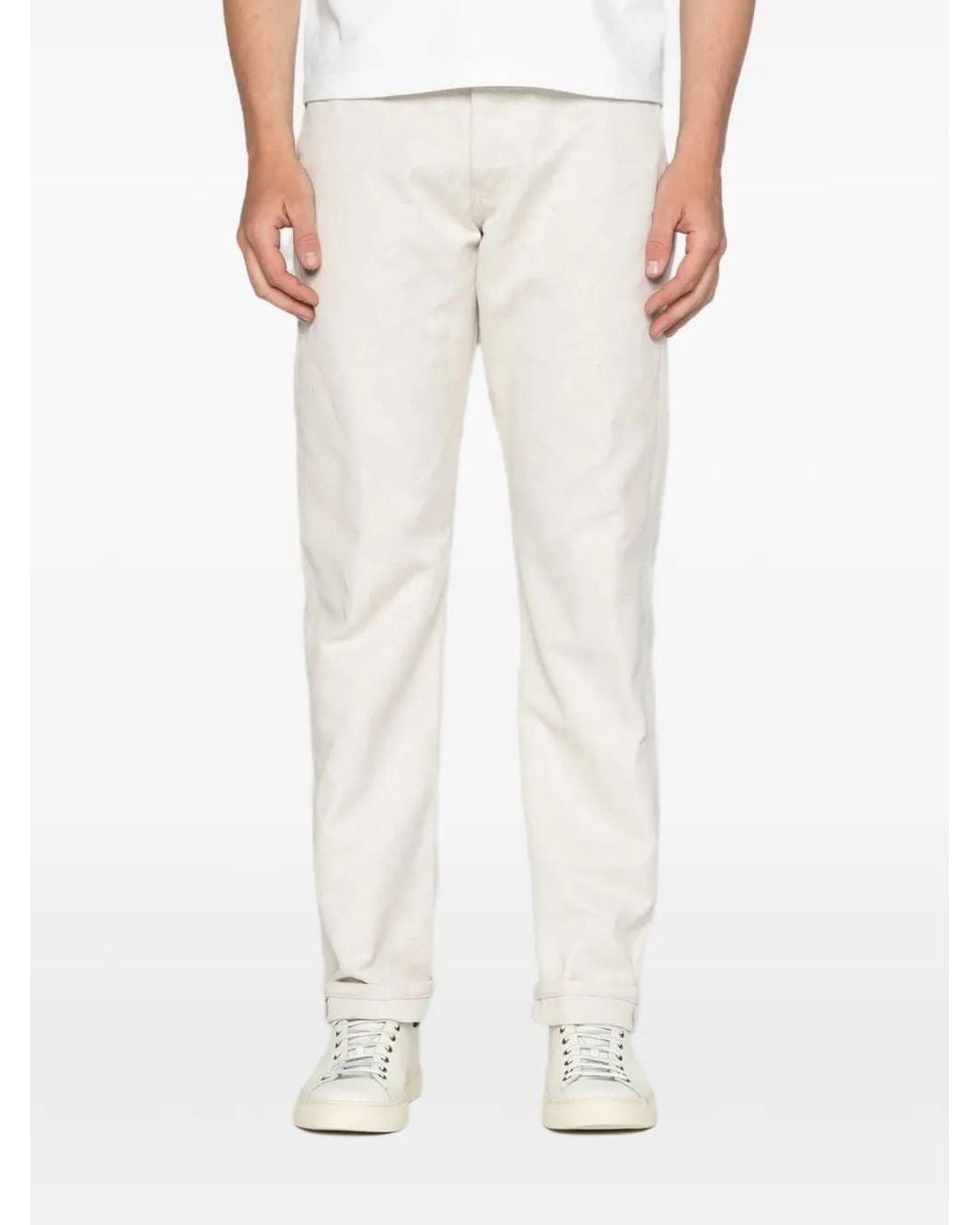 Naked & Famous White True Guy Straight-Leg Jeans for men