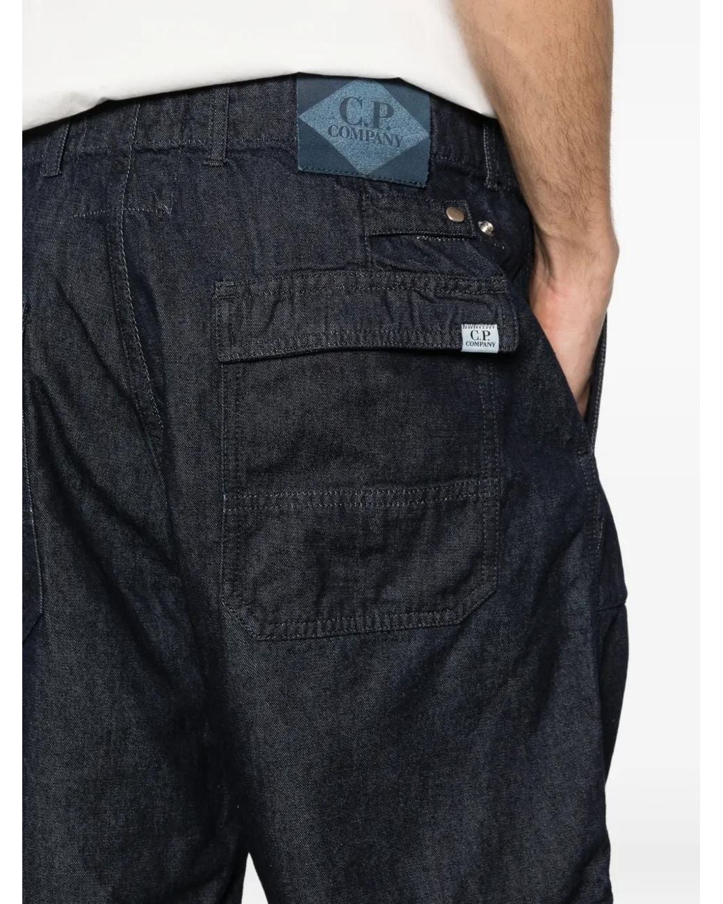 C P Company Blue 3/1 Denim Shorts for men