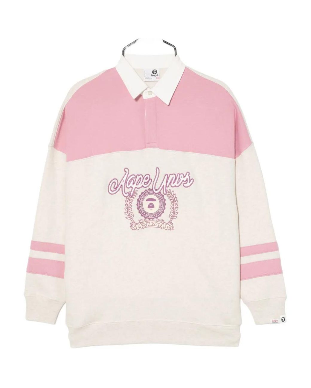 A Bathing Ape Pink Embroidered-Logo Cotton Polo Top