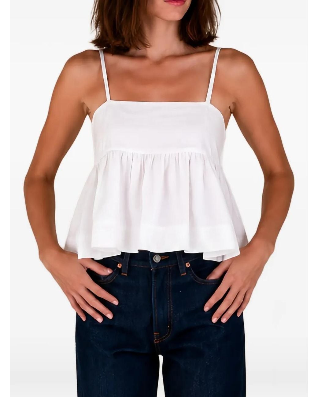 Azeeza White Rachel Taffeta Top