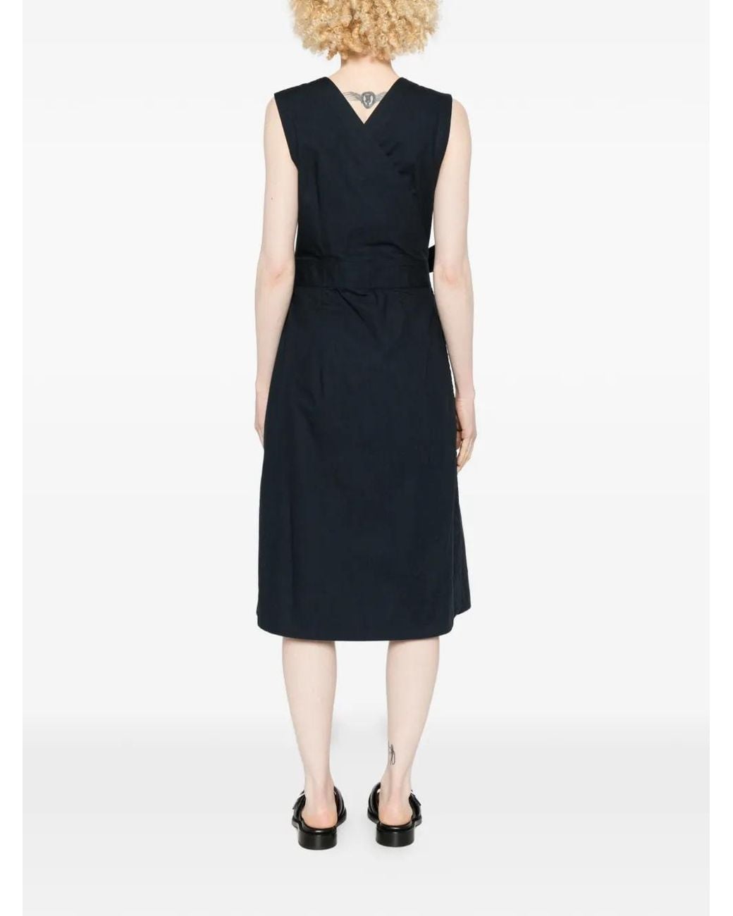 MHL by Margaret Howell Blue V-Neck Midi Dress