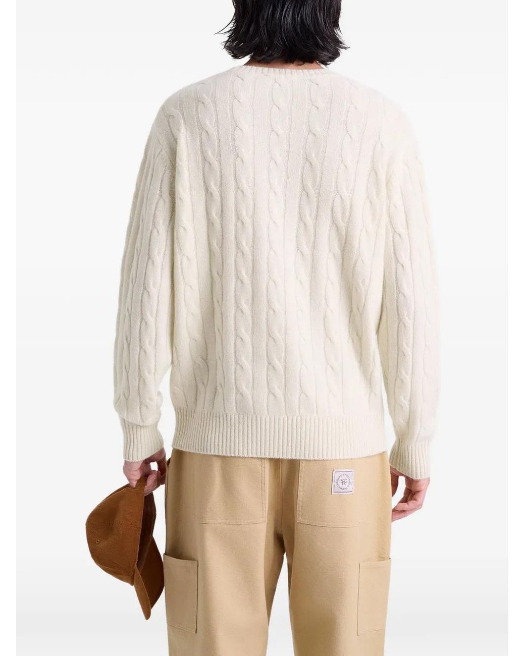 Sporty & Rich White Src Cable-Knit Logo Sweater for men