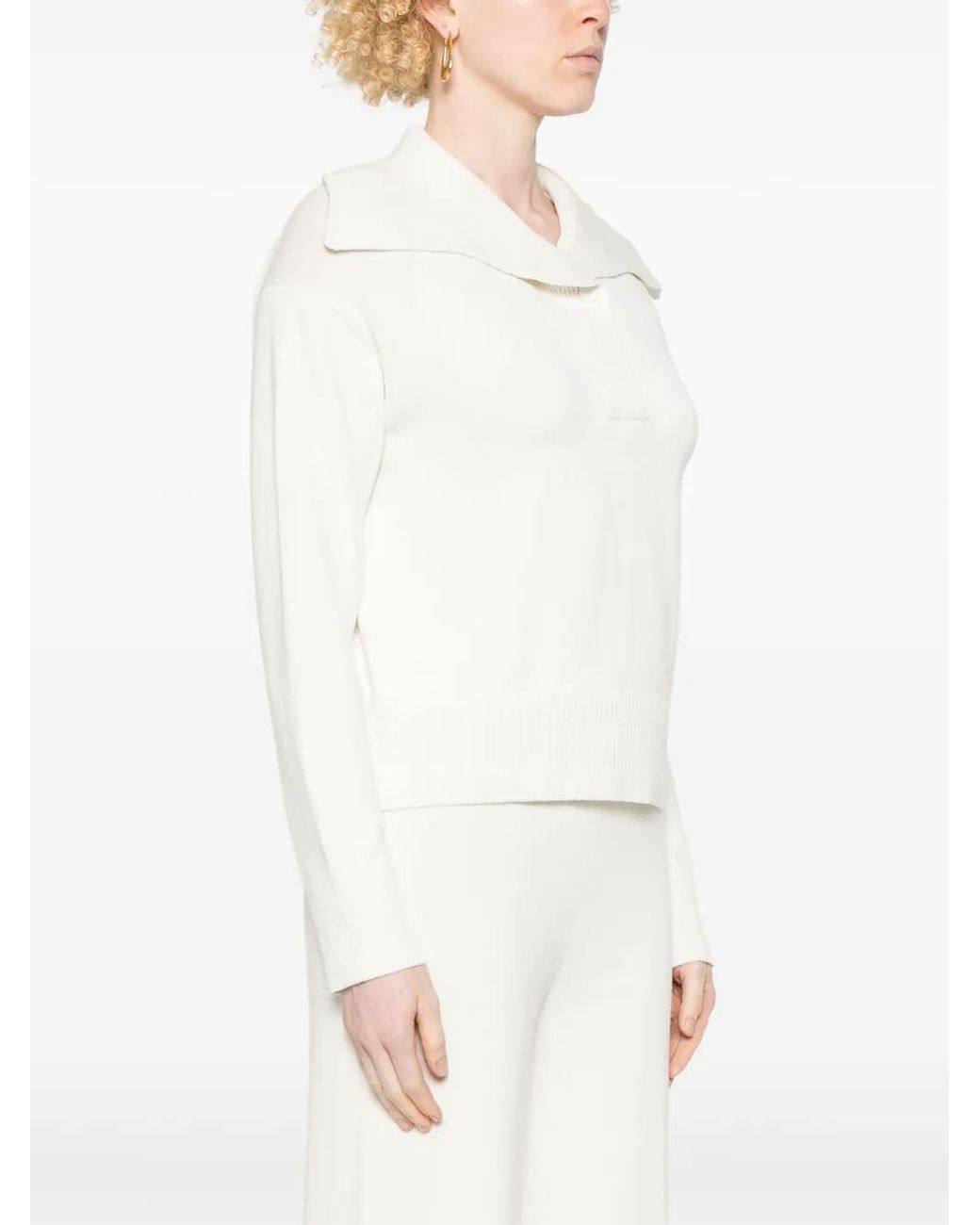 Joseph White Knitted Polo Sweater