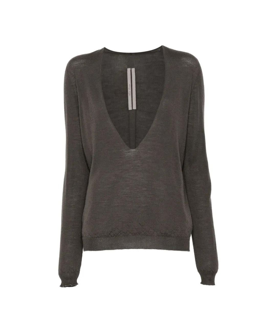 Rick Owens Black Tower Extreme V-Neck Pull Sweater
