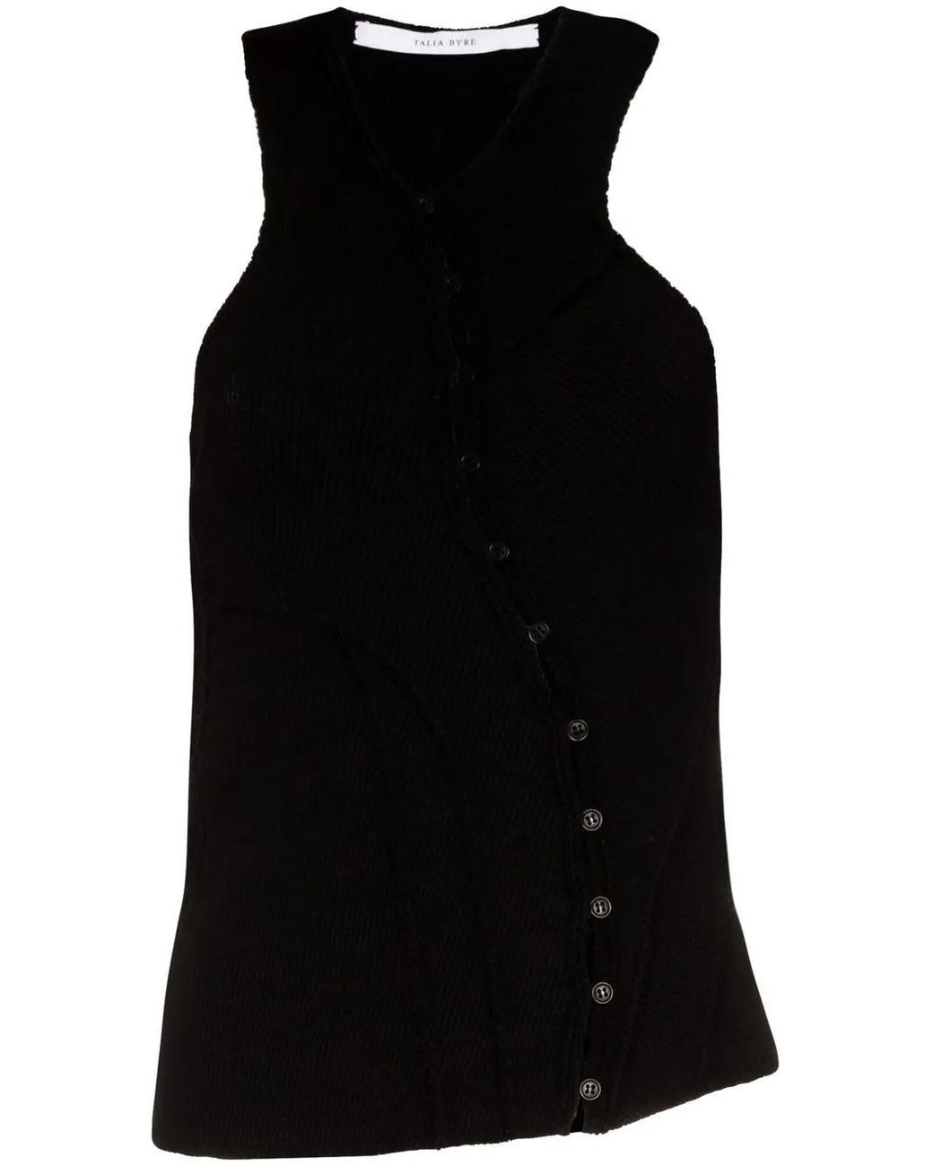 TALIA BYRE Black Button-Up Asymmetric Vest