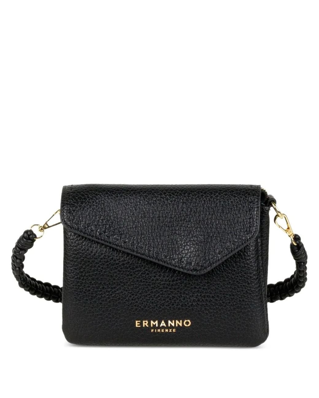 ERMANNO FIRENZE Black Braided-Handle Shoulder Bag